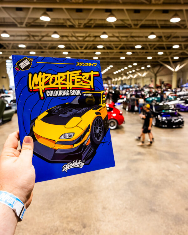 ImportFest x Daniel Vera Exclusive 50 Page Coloring featuring some of the Best Modified Cars from ImportFest!