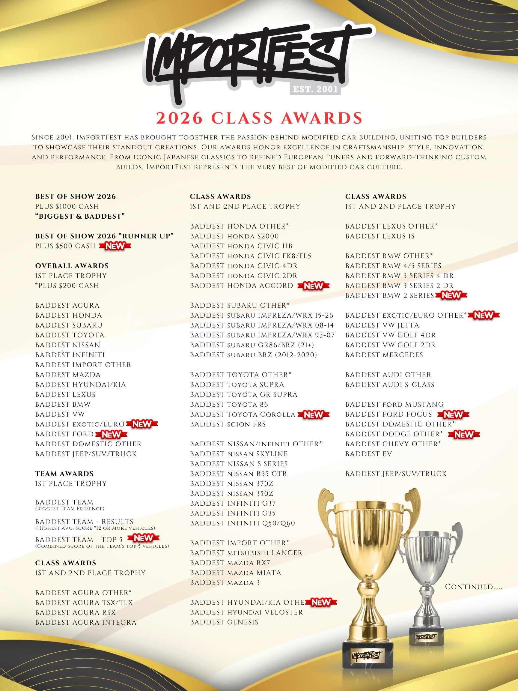 ImportFest will have over 150 awards and $5000 in cash prizes!